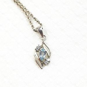 Vintage Minimal 925 Sterling SILVER Blue Topaz Necklace